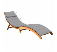 vidaXL Bain de soleil en acacia massif pliable avec coussin gris