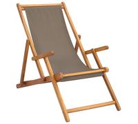 Chaise longue vidaXL, couleur taupe, en bois de teck massif