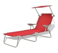 Chaise Longue de Jardin Extérieur avec Baldaquin Acier Rouge 58x189x27 cm vidaXL