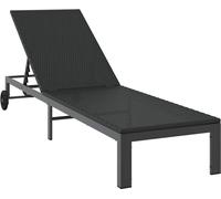 Chaise longue vidaXL en polyrotin noir
