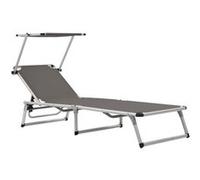 vidaXL Chaise longue pliante avec protection solaire Aluminium et Textiline Gris