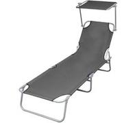 Chaise longue vidaxl H. 27 cm gris L. 189 cm en acier non empilable pliable gris G