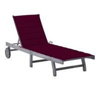 Chaise longue vidaxl H. 30 cm L. 200 cm gris en acacia non empilable non pliable Gris G