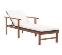 vidaXL Chaise longue avec support Poly-Rattan Acacia Bois Massif Noir