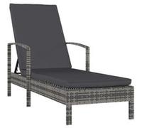 vidaXL Bain de soleil en poly rotin avec accoudoirs gris