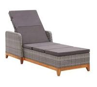 Chaise longue vidaxl L. 200 cm gris en bois massif H. 30 cm non empilable non pliable gris G