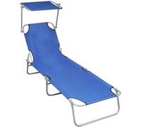 vidaXL Chaise longue pliante avec toit solaire bleu aluminium