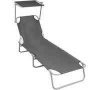 Chaise longue vidaxl L. 57 cm gris en aluminium H. 27 cm non empilable pliable Gris G