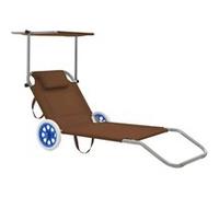Chaise longue vidaxl marron H. 55 cm L. 63 cm en acier non empilable pliable marron G