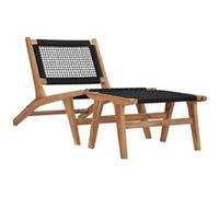 vidaXL Bain de soleil avec repose-pieds en teck massif et corde