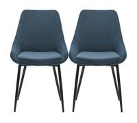 Chaise Lot de 2 C. Bari bleu figuerolles velours cotelé