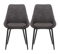 Chaise Lot de 2 C. Bari gris foncé effet daim
