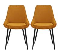 Chaise Lot de 2 C. Bari jaune curry velours cotelé