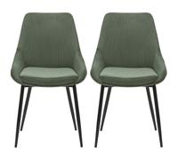 Chaise Lot de 2 C. Bari kaki velours cotelé