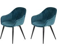 Chaise Lot de 2 F. Bari bleu canard velours