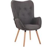 Chaise Lounge Ashford en Tissu - Chaise Fauteuil avec Accoudoirs - Piètement en Bois de Chêne Nature - Couleur Gris foncé Gris Foncé G