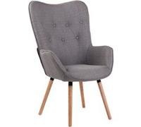 Chaise Lounge Ashford en Tissu - Chaise Fauteuil avec Accoudoirs - Piètement en Bois de Chêne Nature - Couleur Gris Gris G
