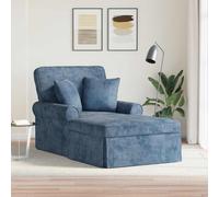 vidaXL Chaise lounge ARES avec jupe, coussin et oreiller Bleu 157 x 91 x 91 cm