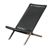 Chaise Lounge de Jardin en Résine Tressée PE, Fauteuil Relax Extérieur Pliable avec Coussin Lombaire, Structure en Acier Galvanisé, Charge 150 kg, pour Terrasse, Balcon, Piscine et Jardin black