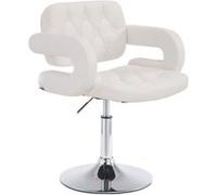 Chaise Lounge Dublin Similicuir - Piètement avec colonne centrale en métal chromé - Siège Blanc G