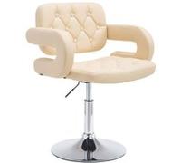 Chaise Lounge Dublin Similicuir - Piètement avec colonne centrale en métal chromé - Siège Crème Crème G