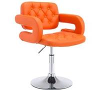 Chaise Lounge Dublin Similicuir - Piètement avec colonne centrale en métal chromé - Siège Orange G