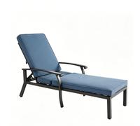 Chaise-lounge-patio avec dossier réglable, 204x58x100/30 cm, Bleu Aosom FR