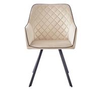 Chaise Matelassée en Velours Amber 85cm Beige