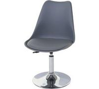 Mendler Chaise pivotante Malmö T501 – réglable en hauteur, similicuir, pied chromé, gris foncé