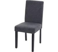 Chaise de salle à manger Littau, chaise de cuisine, tissu/textile gris anthracite, pieds foncés