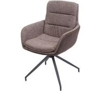 Chaise de salle à manger HWC-K32 pivotante position auto, tissu/textile marron - marron foncé