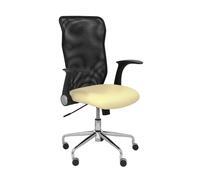 Chaise Minaya Mécanisme d'inclinaison cuir écologique Beige Maille Noir Structure chromée Accoudoirs relevables Sans appui-tête Roulettes en nylon 50 mm