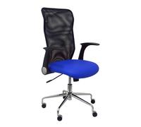 Chaise Minaya Mécanisme d'inclinaison cuir écologique Bleu Maille Noir Structure chromée Accoudoirs relevables Sans appui-tête Roulettes en nylon 50 mm