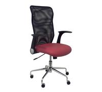 Chaise Minaya Mécanisme d'inclinaison cuir écologique Bordeaux Maille Noir Structure chromée Accoudoirs relevables Sans appui-tête Roulettes en nylon 50 mm