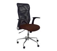 Chaise Minaya Mécanisme d'inclinaison cuir écologique Marron Maille Noir Structure chromée Accoudoirs relevables Sans appui-tête Roulettes en nylon 50 mm