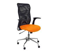 Chaise Minaya Mécanisme d'inclinaison cuir écologique Orange Maille Noir Structure chromée Accoudoirs relevables Sans appui-tête Roulettes en nylon 50 mm