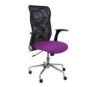 Chaise Minaya Mécanisme d'inclinaison cuir écologique Pourpre Maille Noir Structure chromée Accoudoirs relevables Sans appui-tête Roulettes en nylon 50 mm