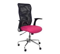 Chaise Minaya Mécanisme d'inclinaison cuir écologique Rose Maille Noir Structure chromée Accoudoirs relevables Sans appui-tête Roulettes en nylon 50 mm