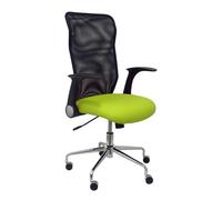 Chaise Minaya Mécanisme d'inclinaison cuir écologique Vert pistache Maille Noir Structure chromée Accoudoirs relevables Sans appui-tête Roulettes en nylon 50 mm