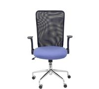 Chaise Minaya Mécanisme d'inclinaison tissu Bleu clair Maille Noir Structure chromée Accoudoirs relevables Sans appui-tête Roulettes en nylon 50 mm