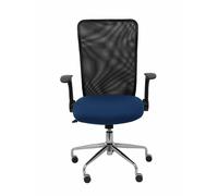 Chaise Minaya Mécanisme d'inclinaison tissu Bleu foncé Maille Noir Structure chromée Accoudoirs relevables Sans appui-tête Roulettes en nylon 50 mm