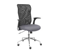 Chaise Minaya Mécanisme d'inclinaison tissu Gris Maille Noir Structure chromée Accoudoirs relevables Sans appui-tête Roulettes en nylon 50 mm