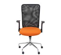 Chaise Minaya Mécanisme d'inclinaison tissu Orange Maille Noir Structure chromée Accoudoirs relevables Sans appui-tête Roulettes en nylon 50 mm