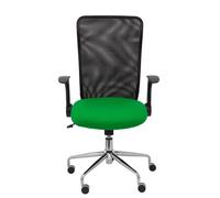 Chaise Minaya Mécanisme d'inclinaison tissu Vert Maille Noir Structure chromée Accoudoirs relevables Sans appui-tête Roulettes en nylon 50 mm