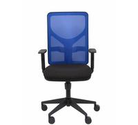 Chaise Motilla Synchro 3 positions tissu Noir Maille Bleu Base pyramidale noire Accoudoir 1D Sans appui-tête Roulettes 65mm nylon