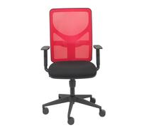 Chaise Motilla Synchro 3 positions tissu Noir Maille Rouge Base pyramidale noire Accoudoir 1D Sans appui-tête Roulettes 65mm nylon