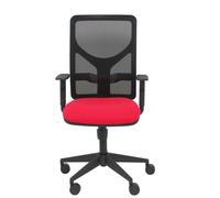 Chaise Motilla Synchro 3 positions tissu Rouge Maille Noir Base pyramidale noire Accoudoir 1D Sans appui-tête Roulettes 65mm nylon