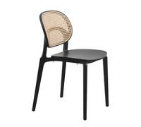 Kosmi Chaise Noire, Assise Bois et cannage Naturel
