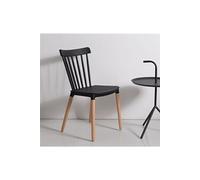 - Chaise Noire Style scandinave à barreaux modèle Pop avec Coque en résine Noire et Pieds en Bois Naturel