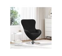 vidaXL Fauteuil œuf Noir Velours, Fauteuil Velours Moderne, Chaise Pivotante Chic, Confortable Siège d'Intérieur, Meuble Élégant